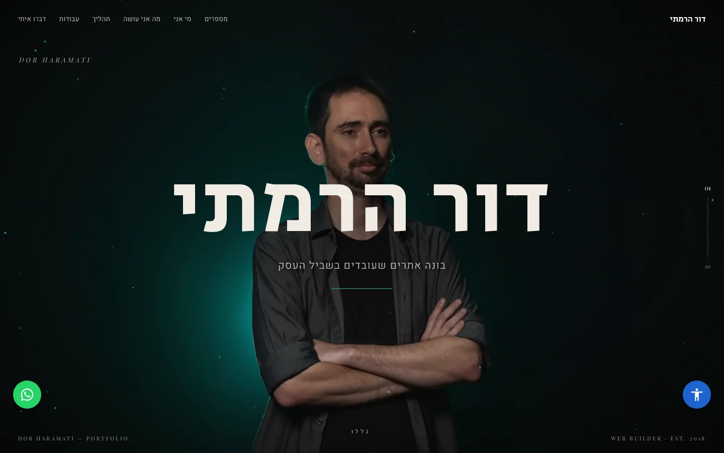 דור הרמתי — מסך פתיחה — דיוקן על רקע שחור עם זוהר אמרלד